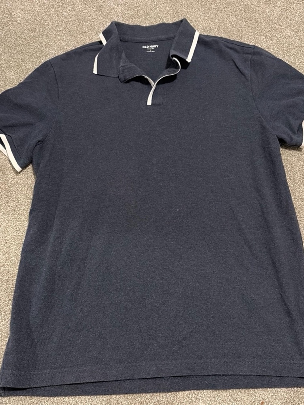 Old Navy Men's Dark Blue Polo with White Trim